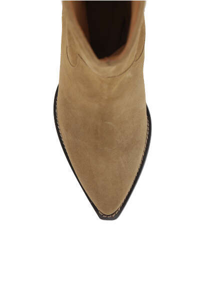Isabel Marant Duerto Embroidered Suede Cowboy Boots In Brown