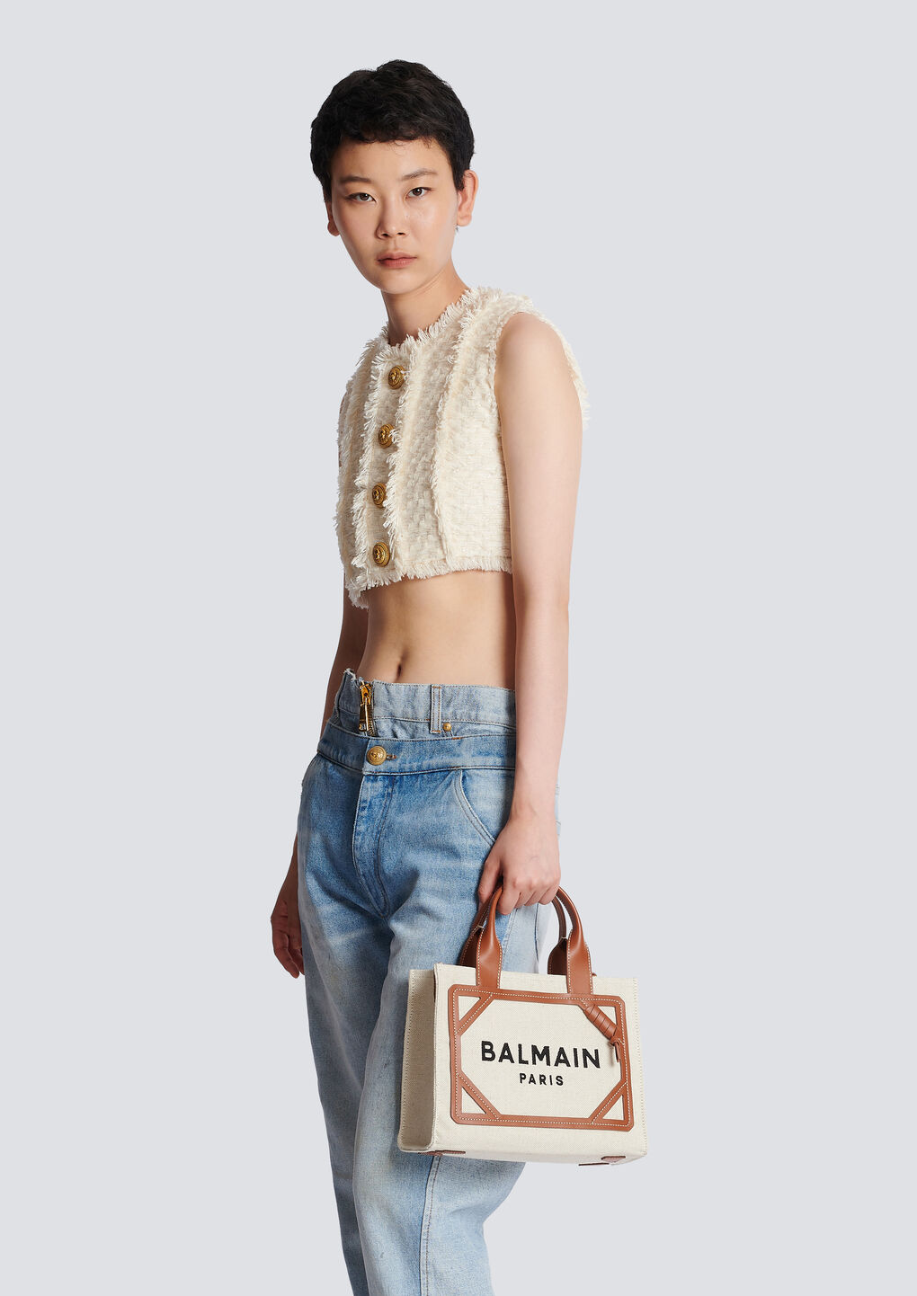 Shop Balmain B-army 42 Shoulder Bag In White