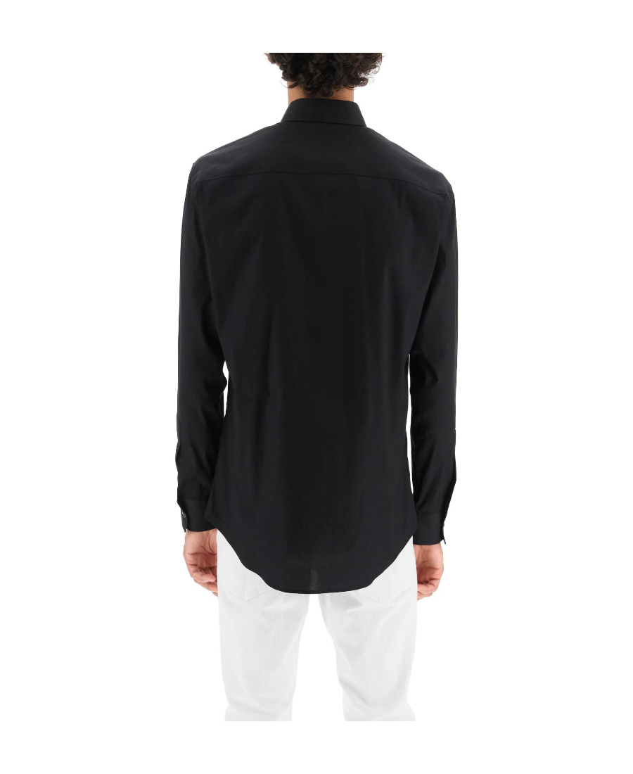 Dsquared2 Dsquared Men Black Stretch Poplin Shirt In Black