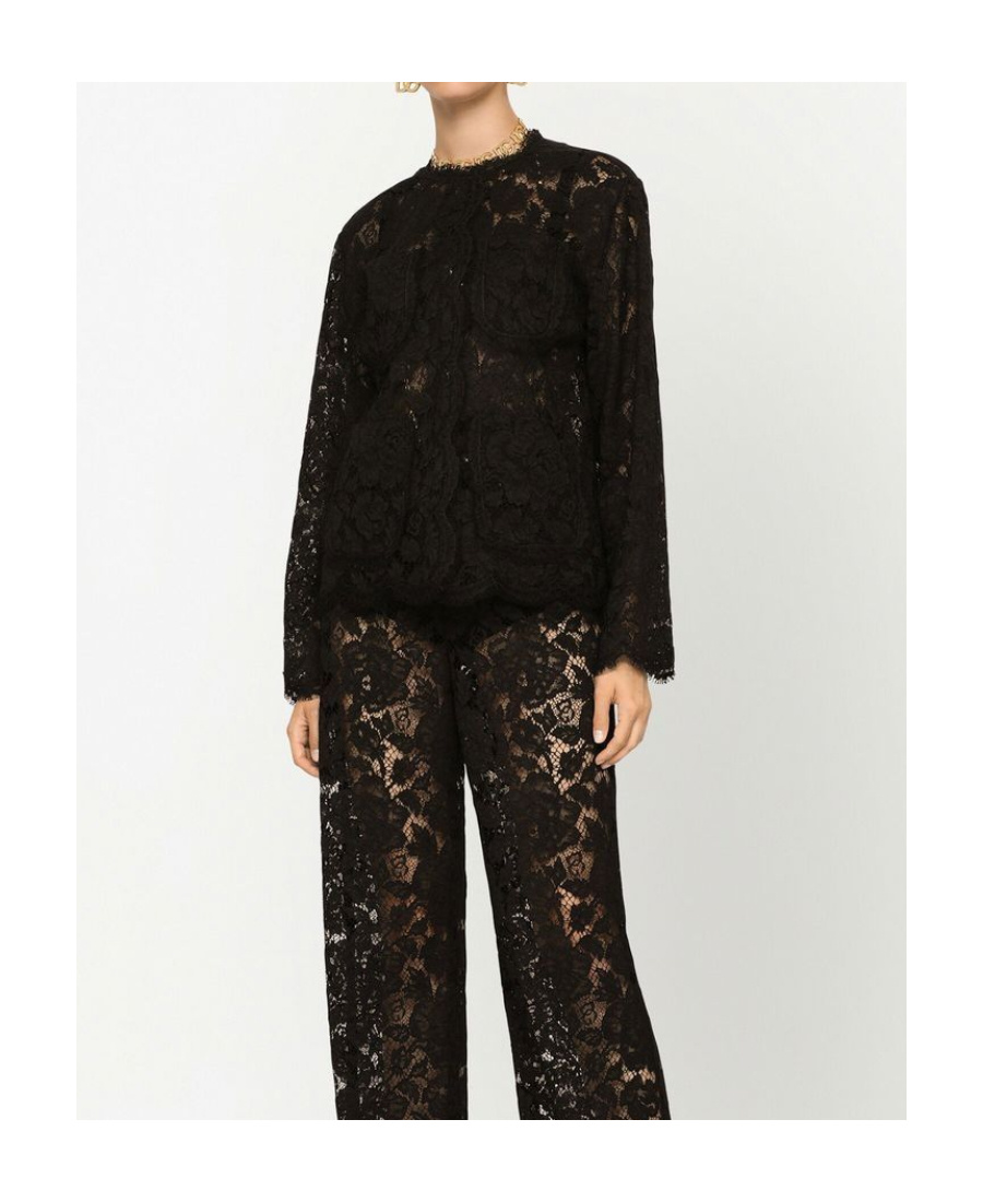Dolce & Gabbana Floral Lace Single-breasted Jacket In Black