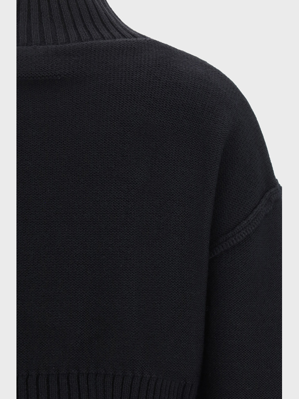 Mm6 Maison Margiela Mm6 By Maison Margiela Cropped Distressed Sweater With High Neck In Black