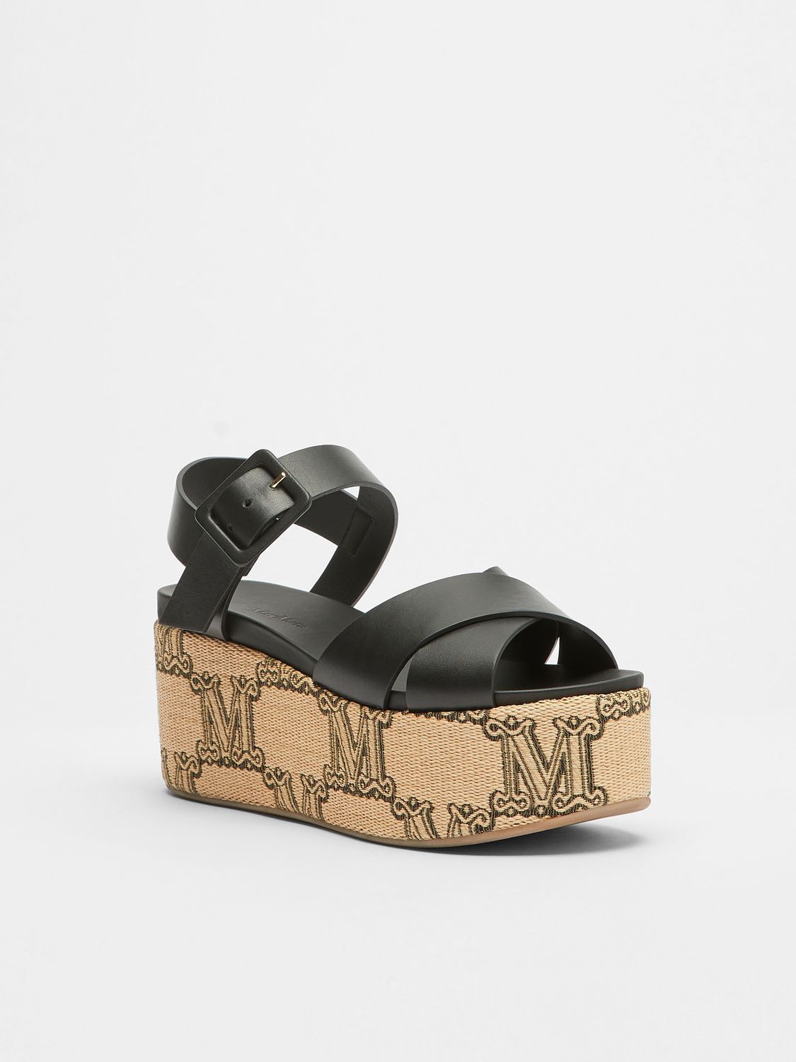 Max Mara Slope Heel Sandals In Nude