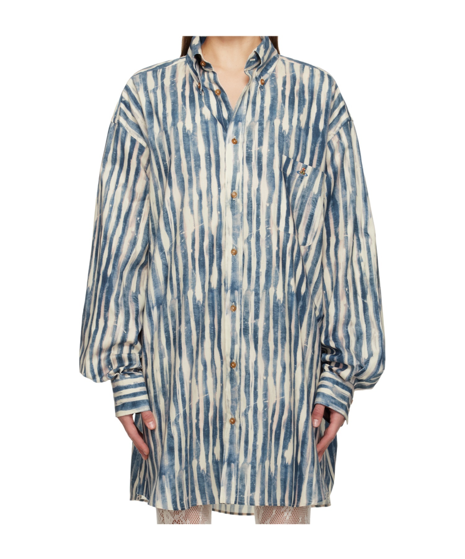 Vivienne Westwood Cotton Poplin Oversized Shirt In Gray