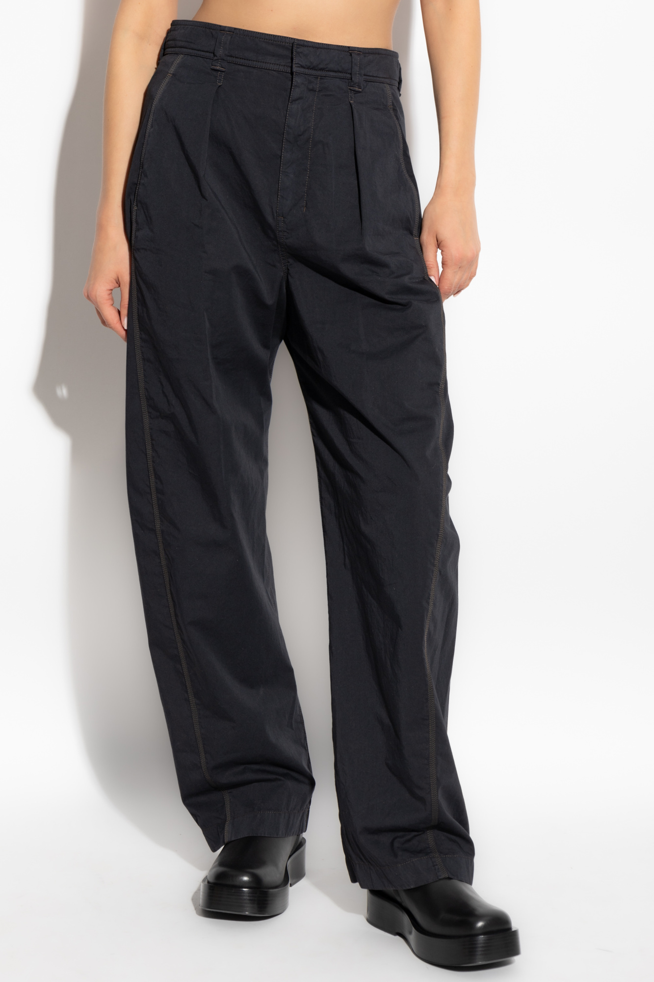 Lemaire Cotton Trousers In Black