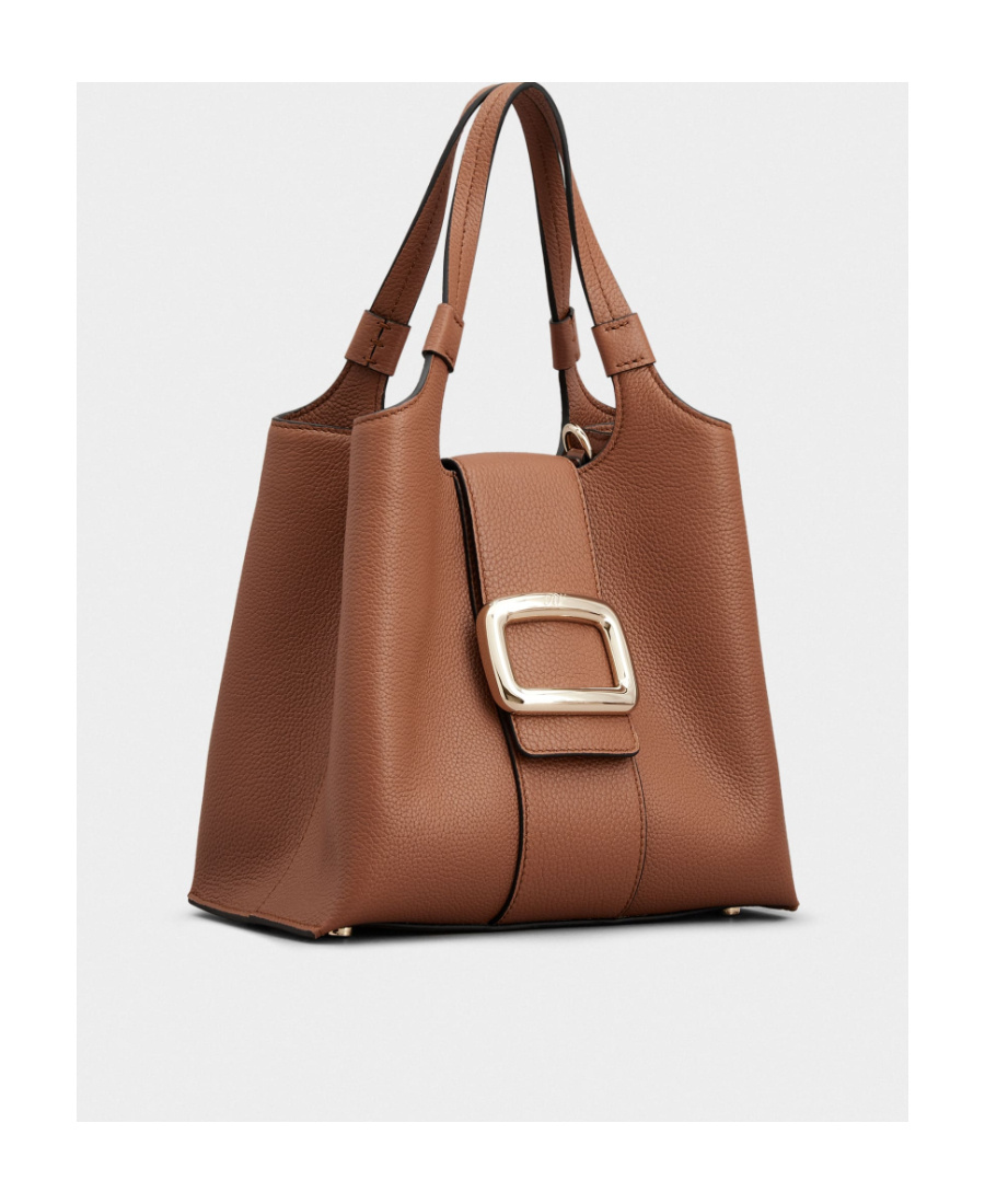 Shop Roger Vivier Viv' Choc Mini Shopping Bag In Leather In Brown