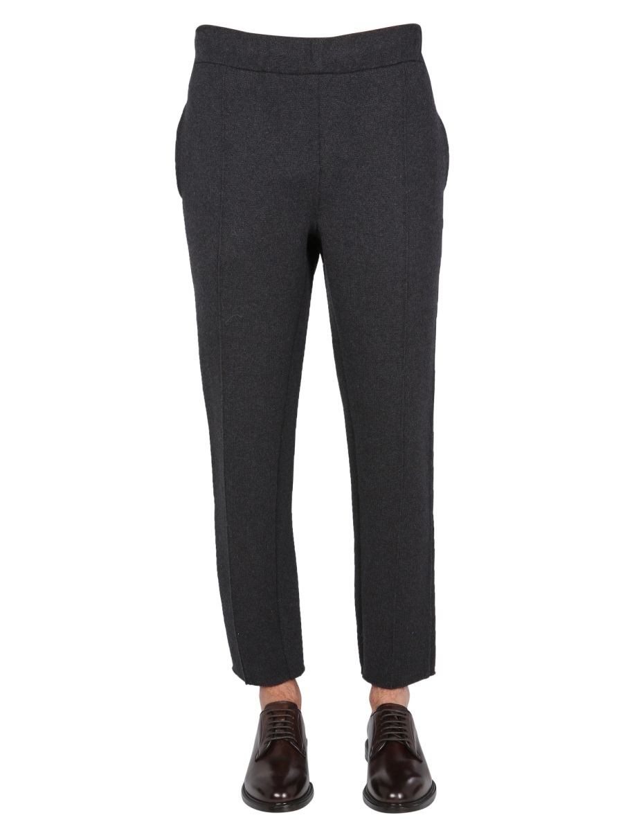 Zegna Elasticated Cashmere-blend Trousers In Black