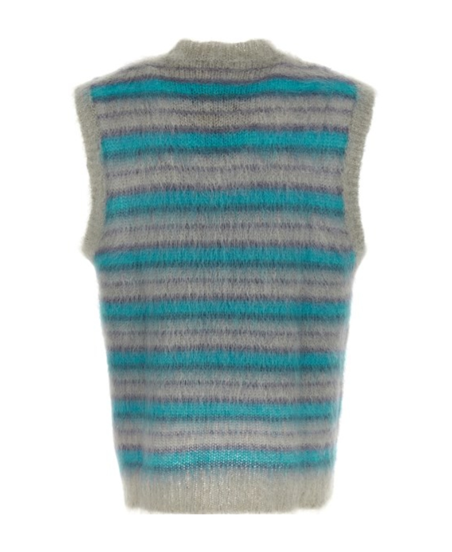 Marni Iconic Brushed Mohair Blend Knit Vest In Gray