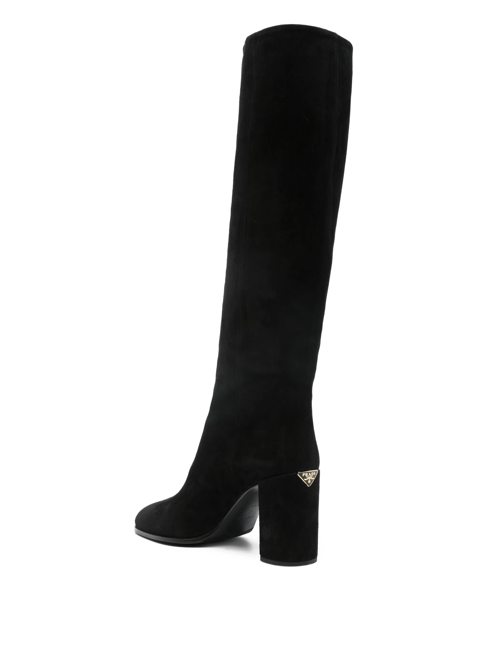 Prada Block-heeled Knee-high Boots In Black