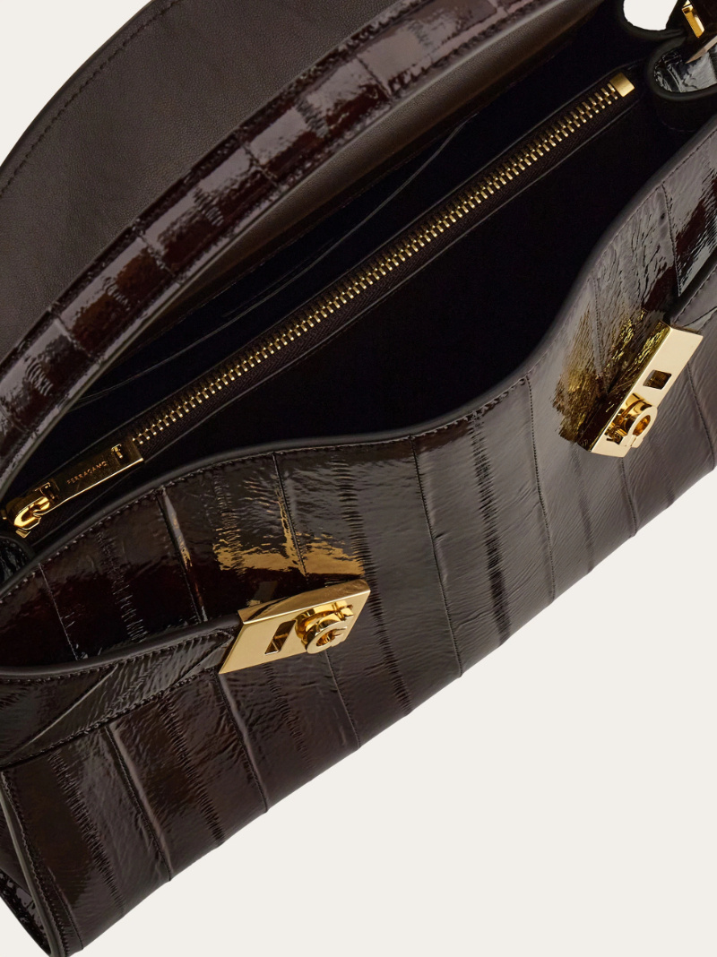 Ferragamo Hug Soft Shoulder Bag In Burgundy