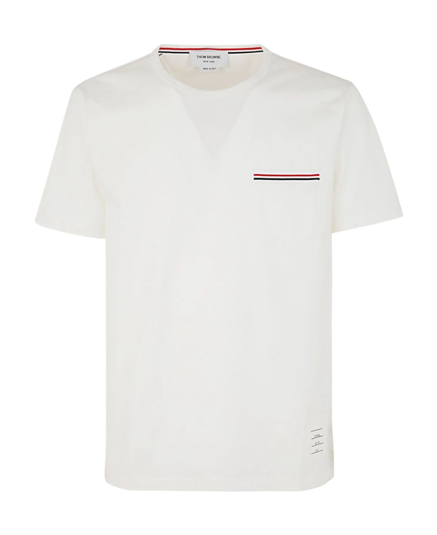Shop Thom Browne T-shirt With Round Neck And Short Sleeves In White
