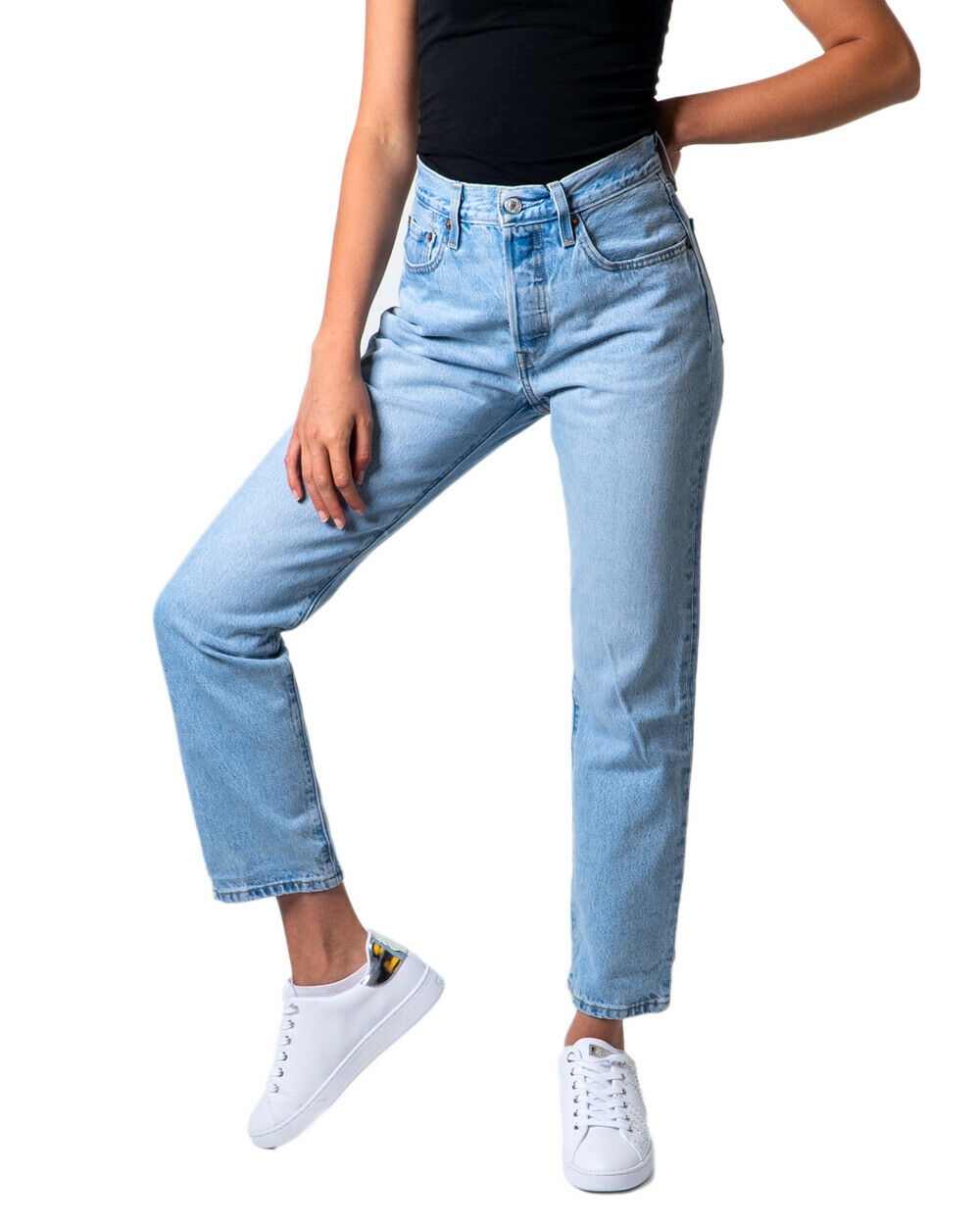 Shop Levi's 501 Cropped Straight-leg Jeans In Blue