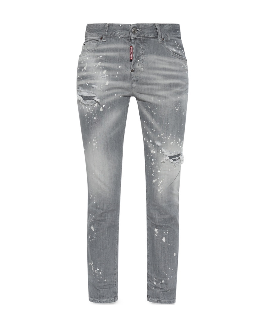 Dsquared2 Paint-splatter Ripped Jeans In Gray