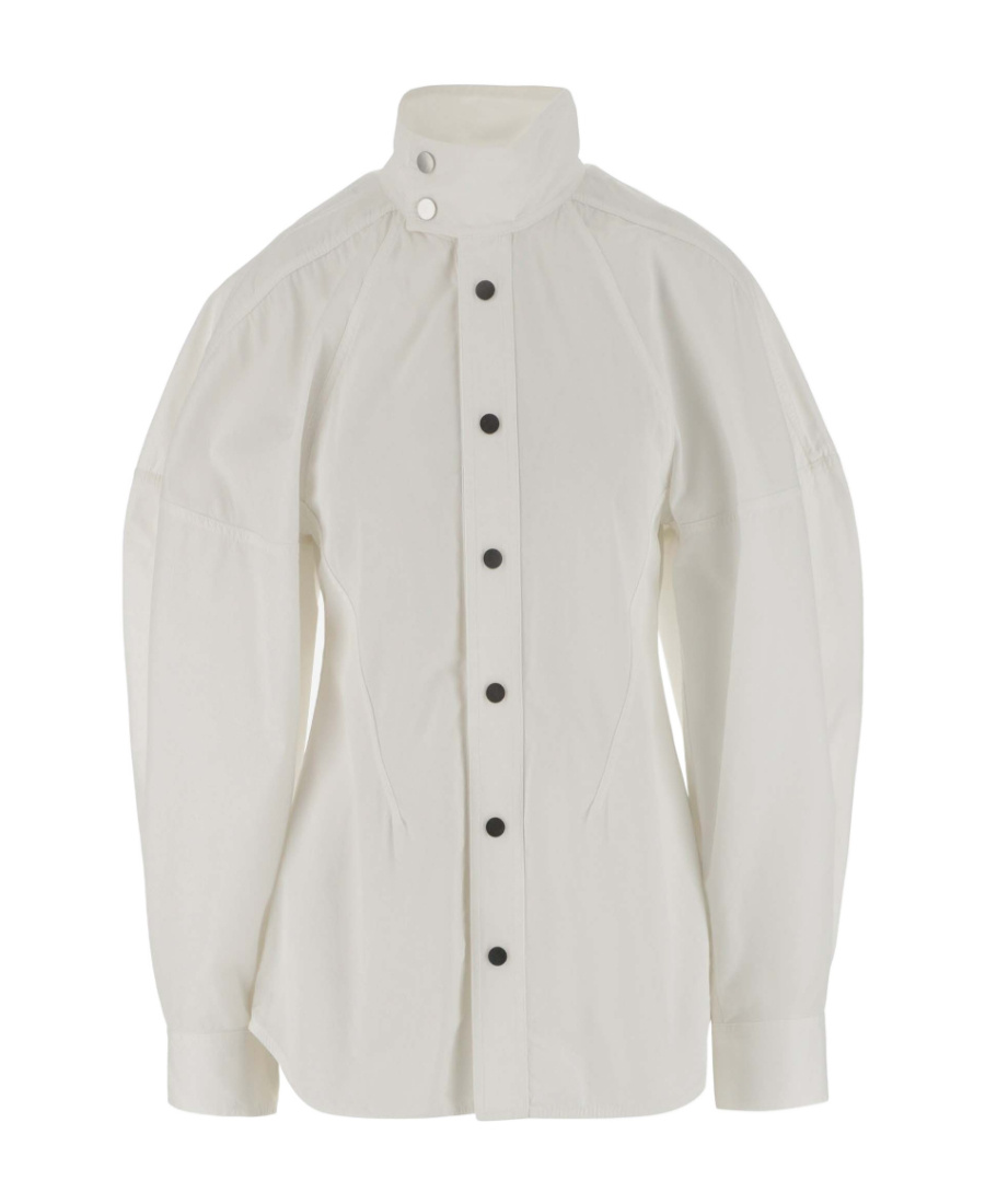 Bottega Veneta Puff-sleeve Button-up Shirt In White
