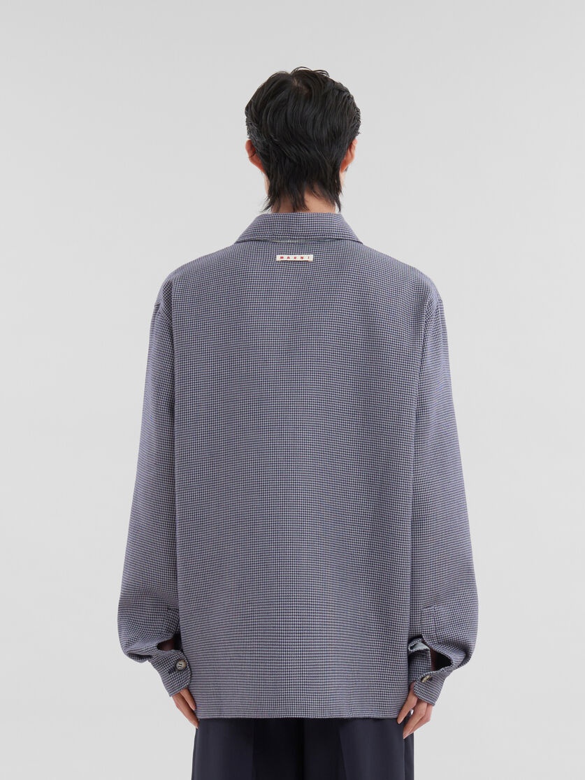 Marni Houndstooth-print Flap-pocket Shirt In Gray