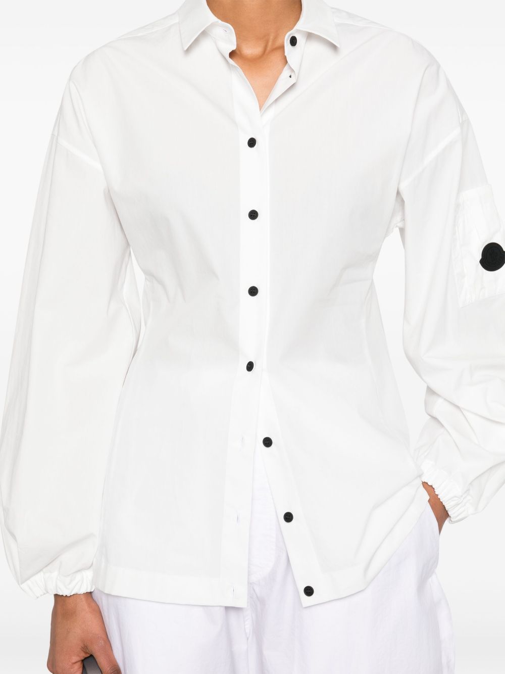 Moncler White Cotton Shirt With Contrast Front Buttons In White