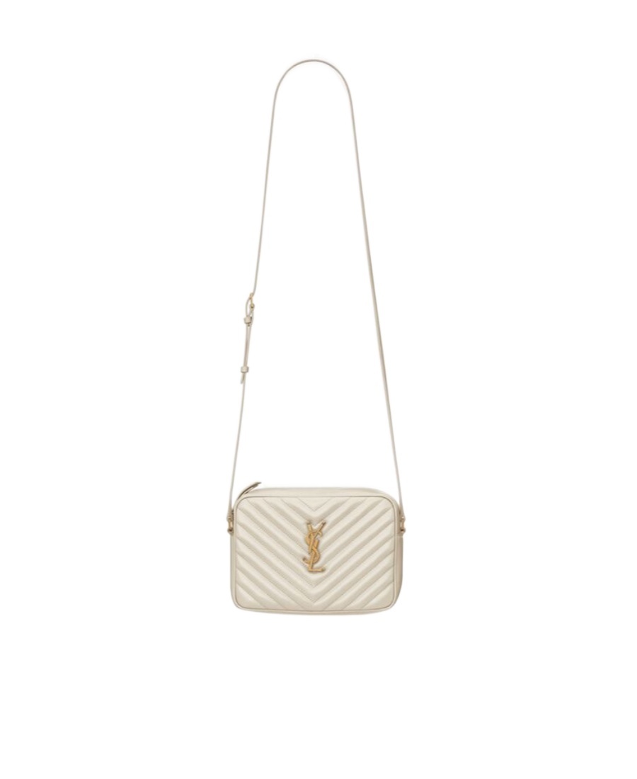 Saint Laurent Lou Quilting Camera Shoulder Bag In White