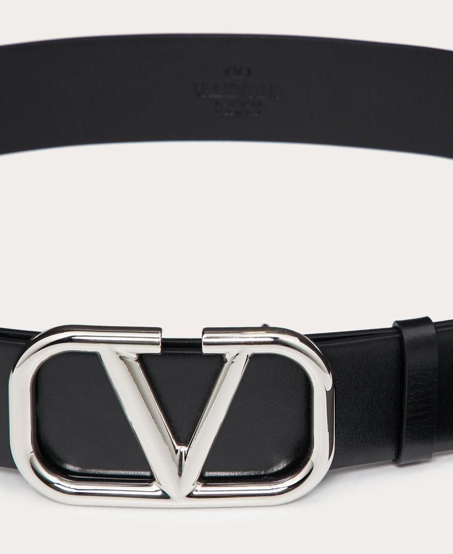 Valentino Garavani Vlogo Signature Belt In Shiny Calfskin 30 Mm In Nude
