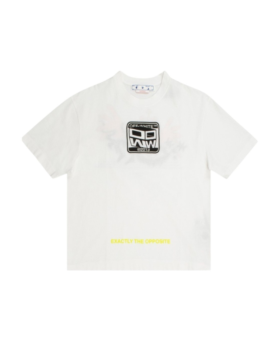 Off-white T-shirt With Round Neck And Short Sleeves In White
