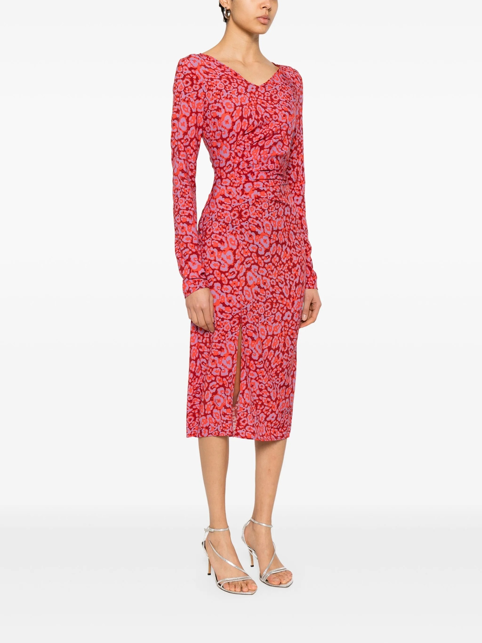 Patrizia Pepe Printed Midi Dress In Pink
