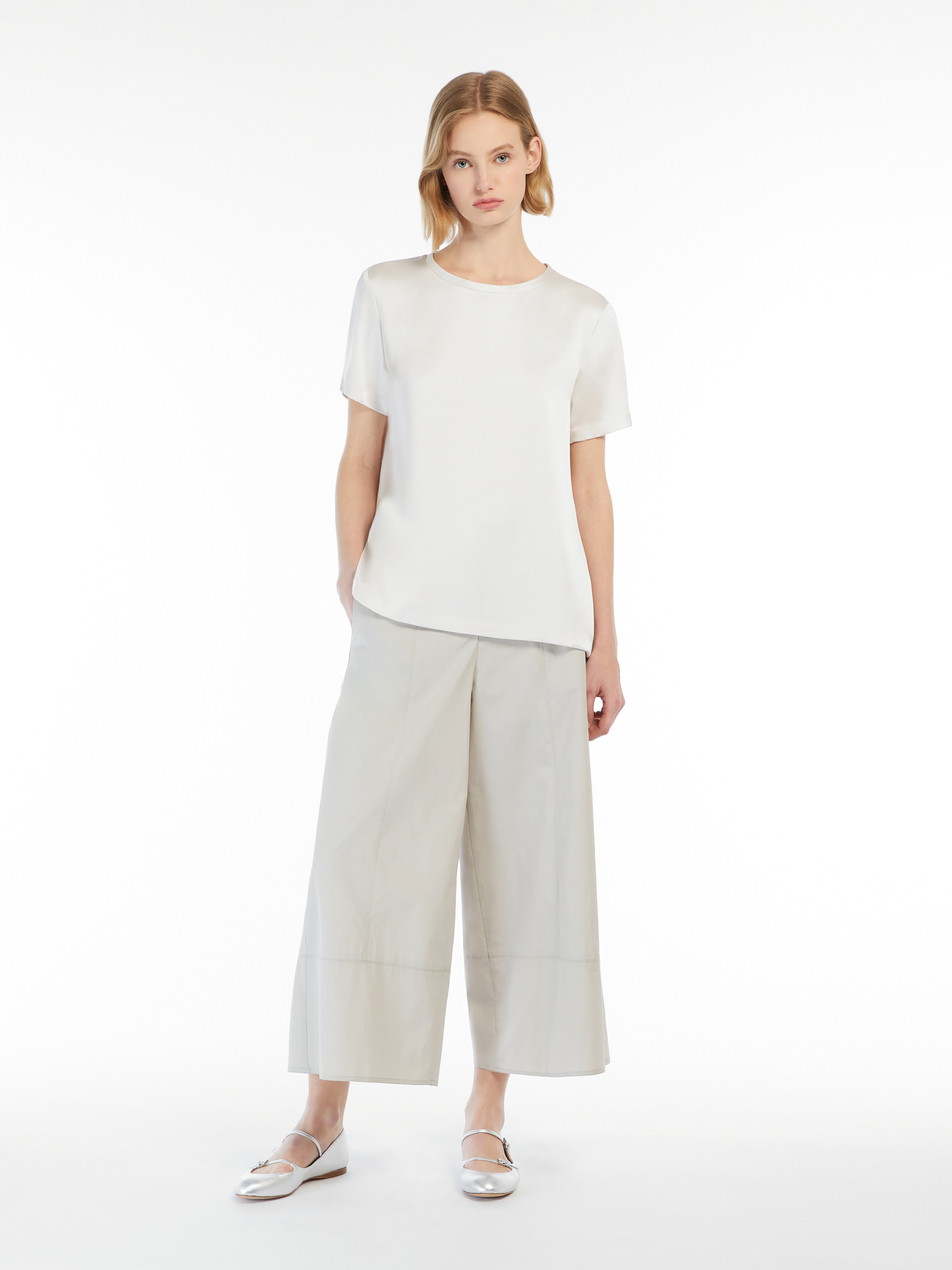Max Mara Maser Short White Cotton T-shirt In White