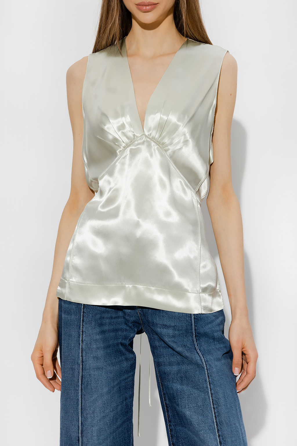 Bottega Veneta Satin Blouse In White