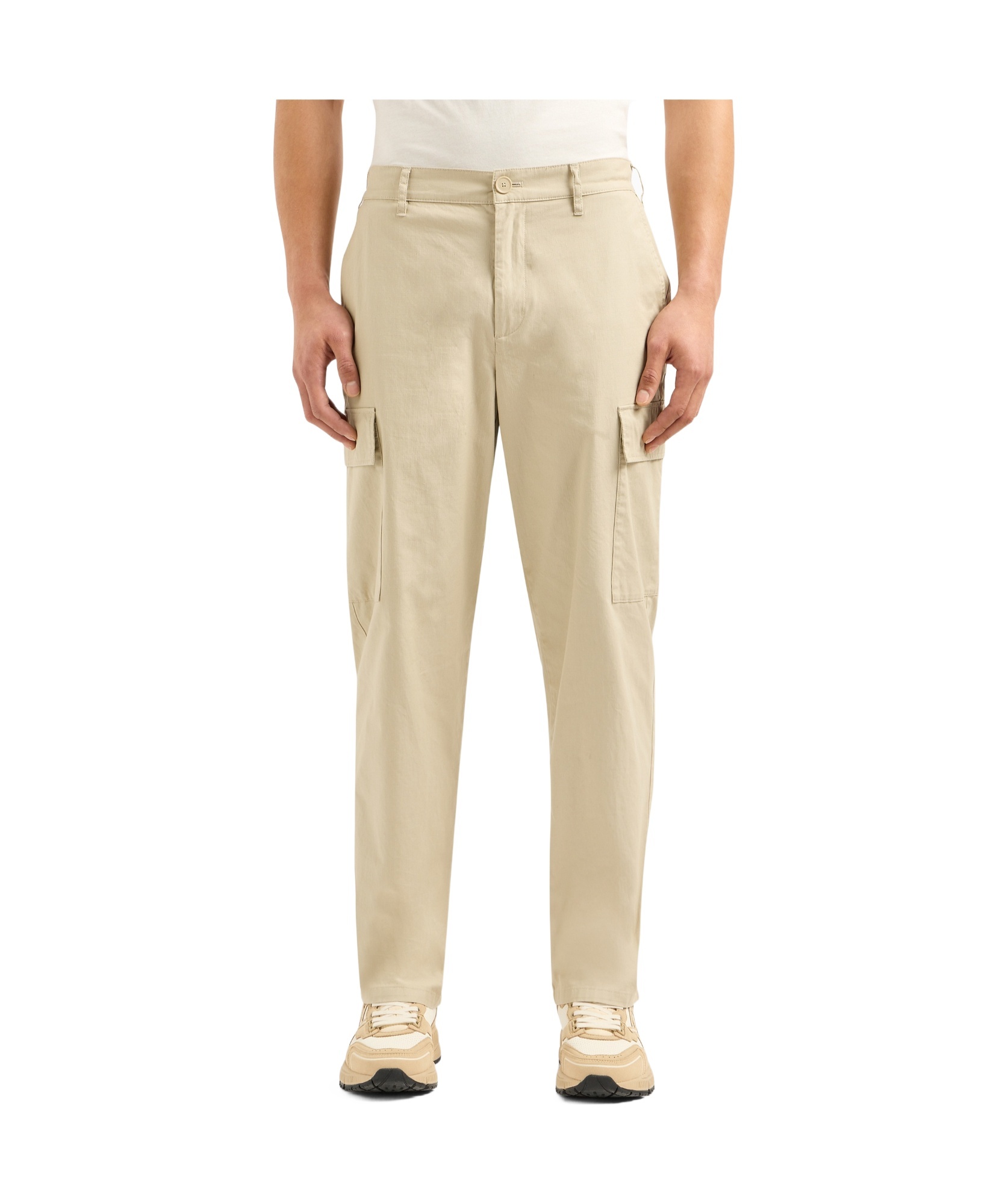 Armani Exchange Ripstop Straight Cargo Trousers In Nude