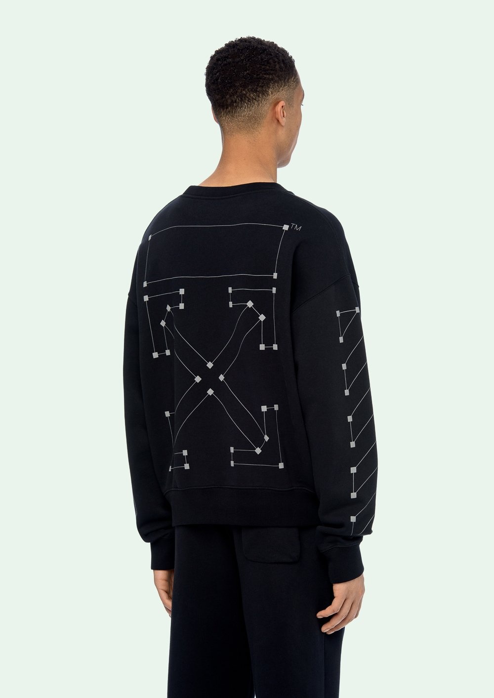 Off-white Bian Boxian Same Style Logo Sweater In Black