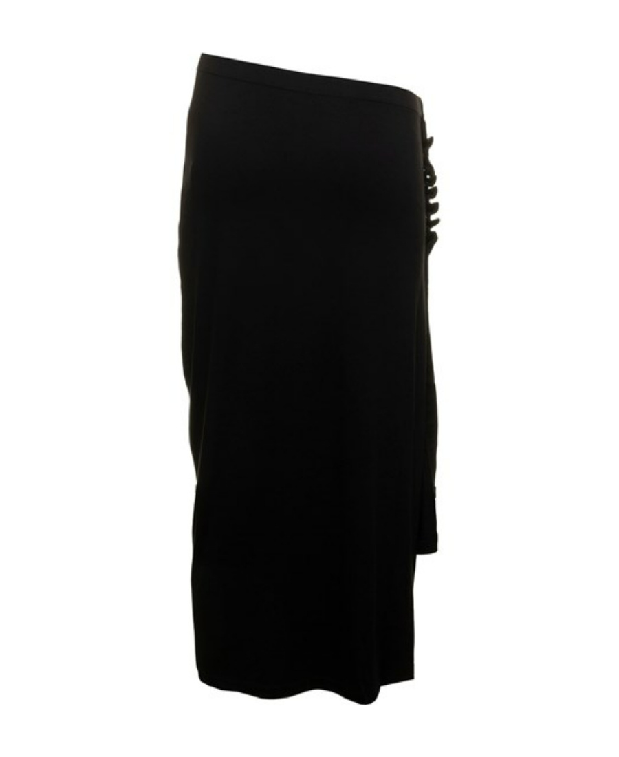 Rabanne Embellished Ruched Velvet Midi Skirt In Black