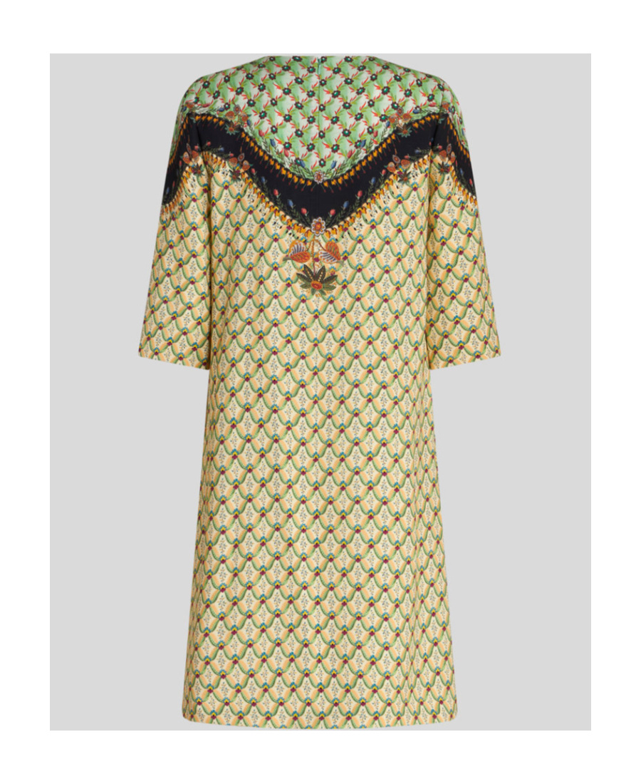 Etro Mix-print Shift Dress In Nude