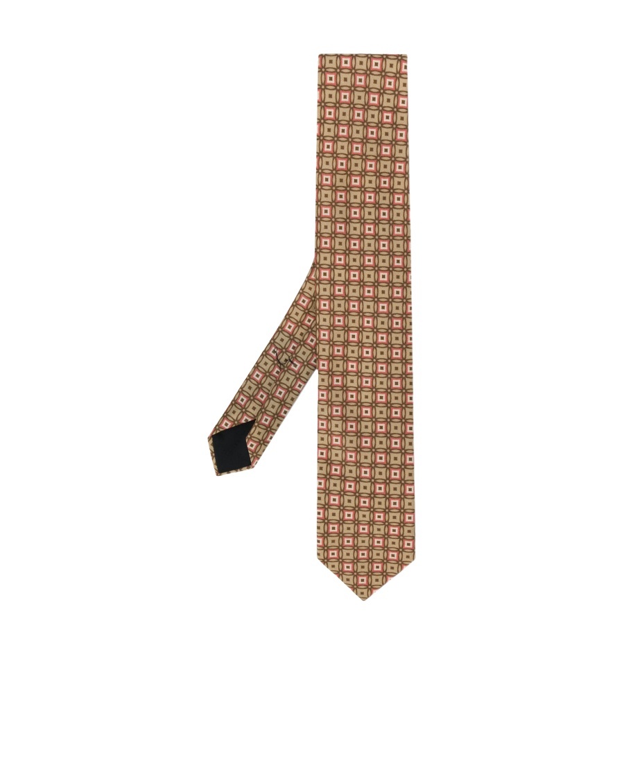 Lardini Geometric Print Silk Tie In Neutral