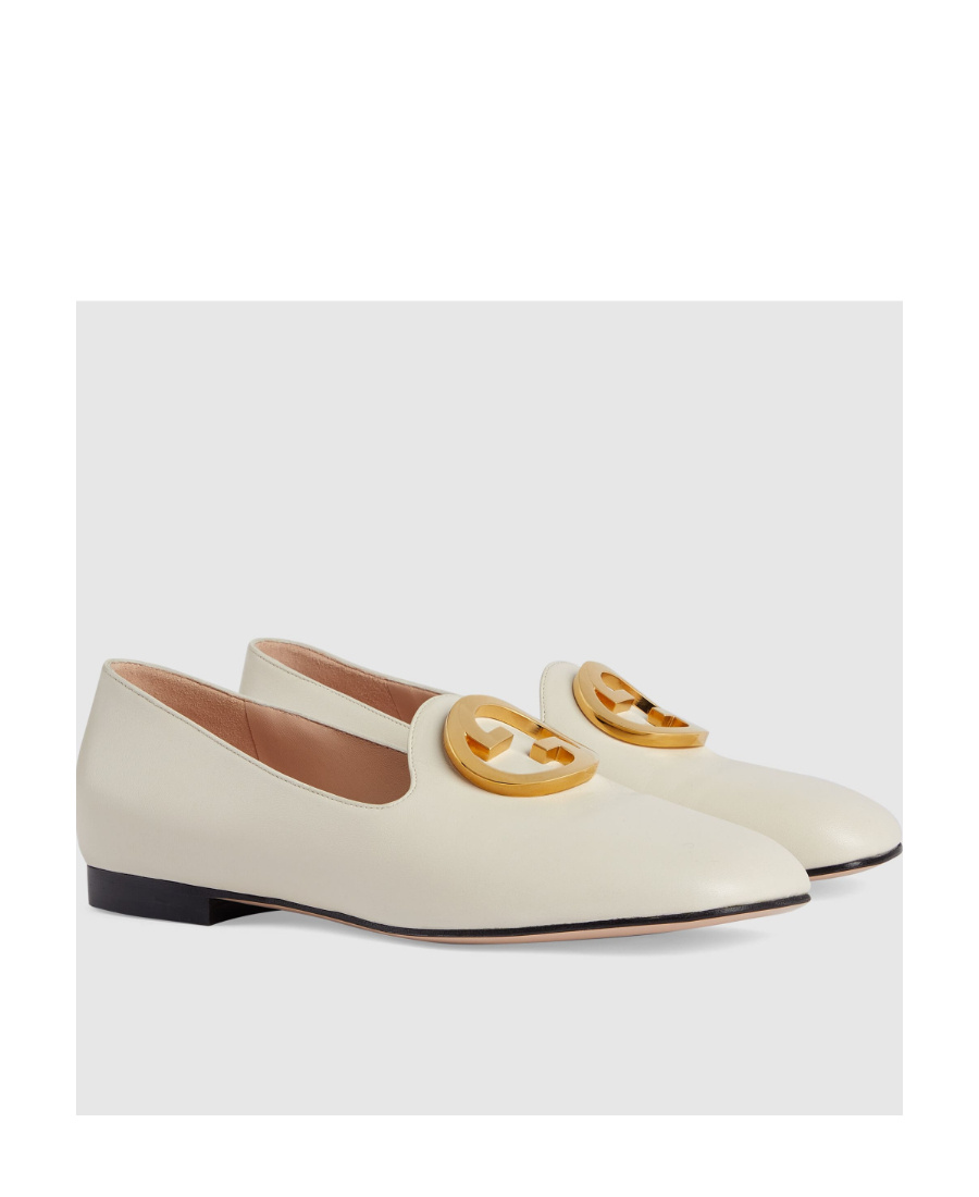 Gucci Blondie Logo-plaque Loafers In White