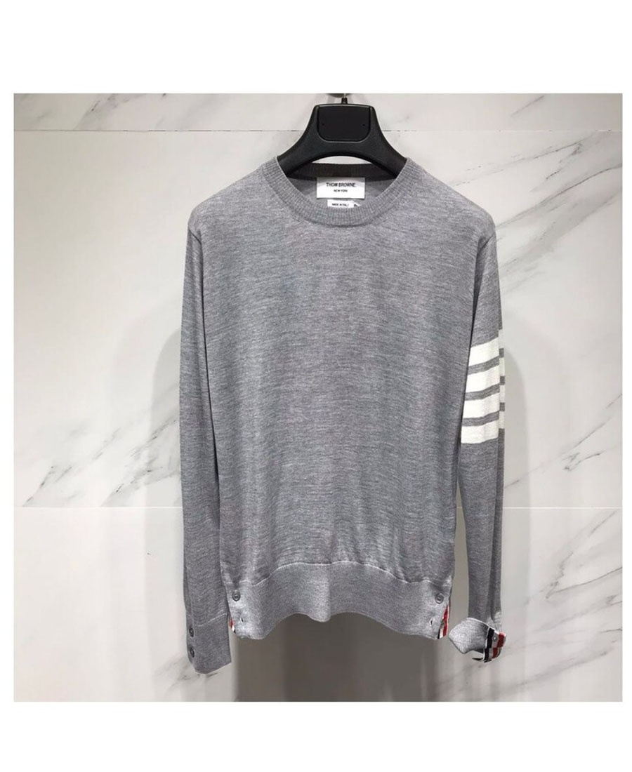 Thom Browne Gray 4-bar Sweater In Gray