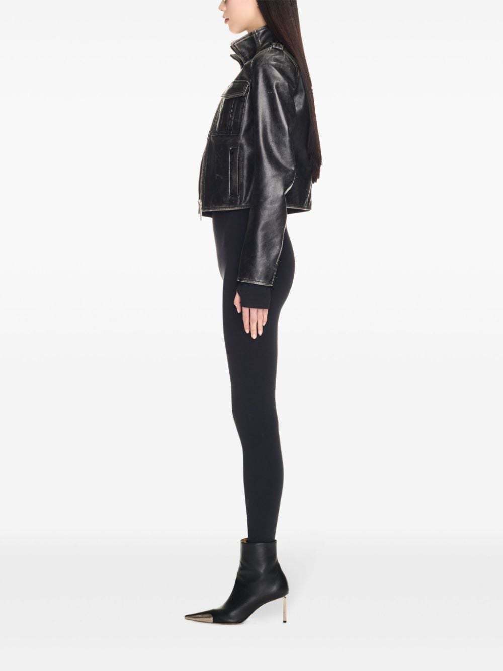 Off-white Leather Outerwear In Black