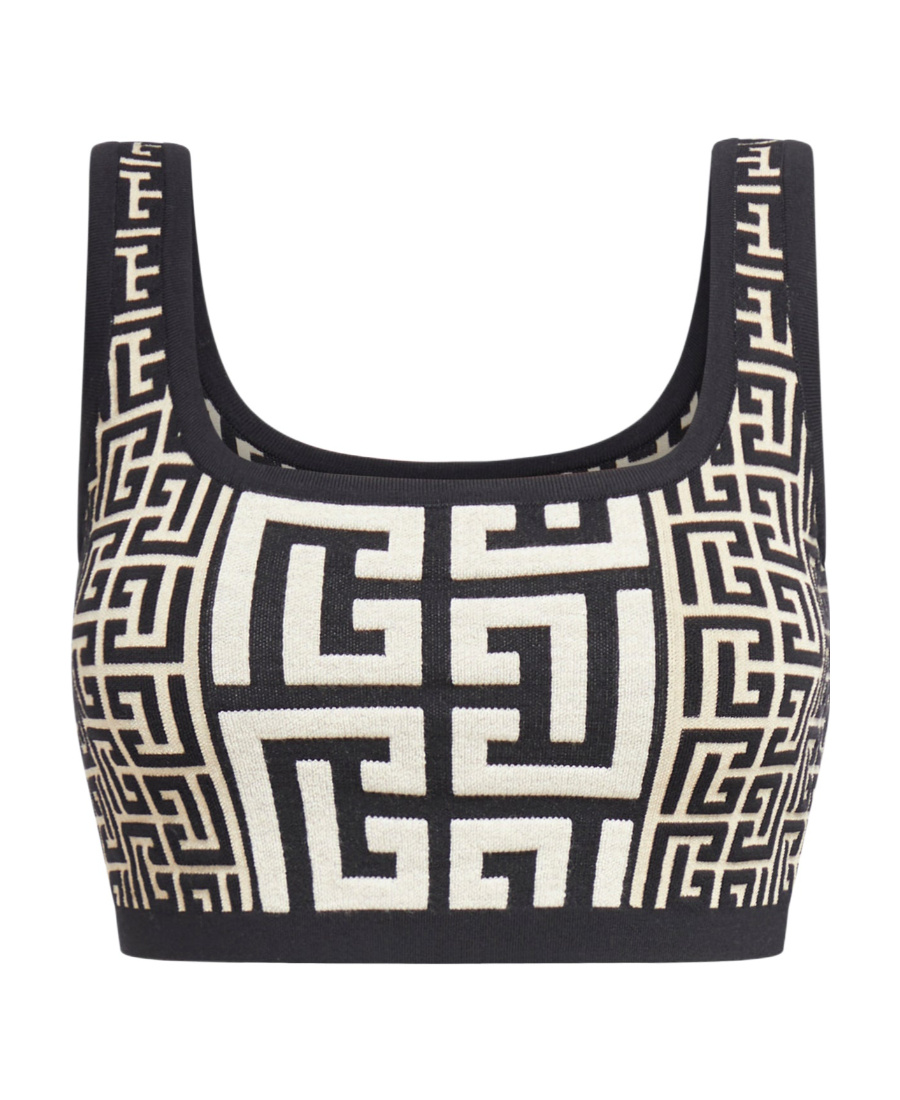 Balmain Monogram-jacquard Crop Top