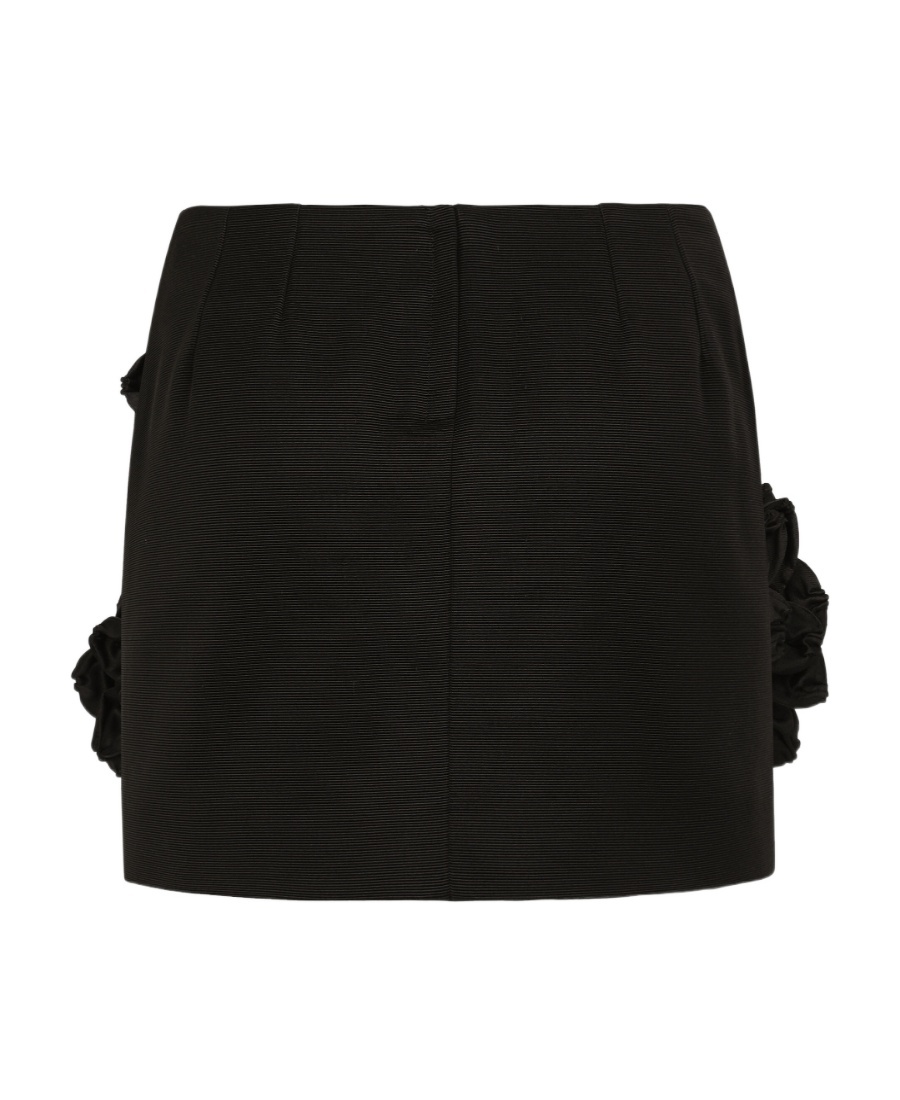 Dolce & Gabbana Ottoman Miniskirt With Flowers In Black