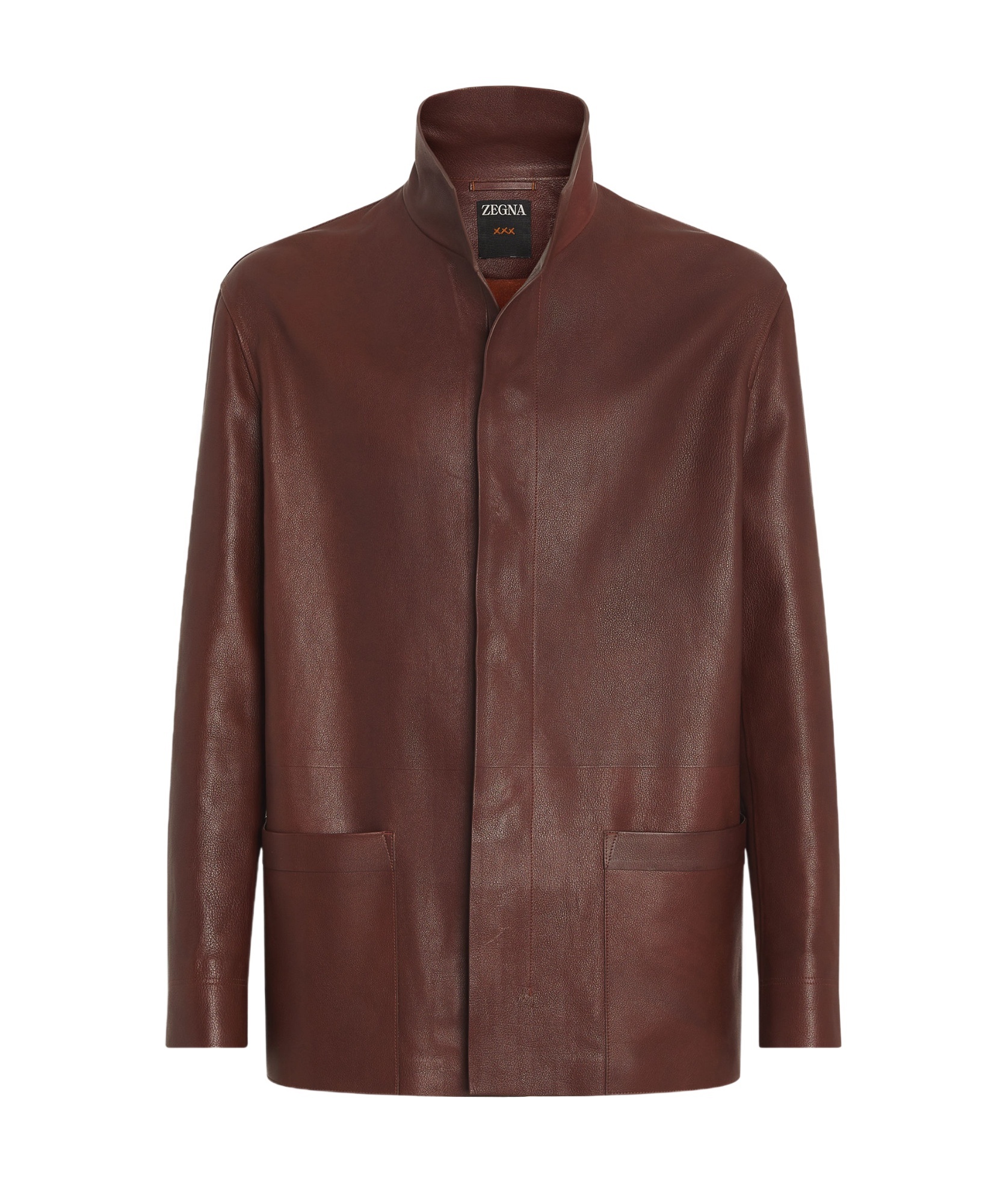 Shop Zegna Leather Jacket In Brown