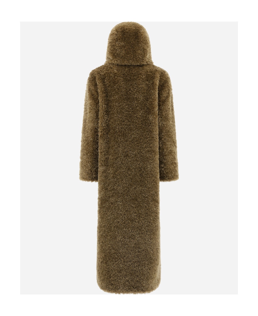 Herno Curly Faux Fur Coat Women In Green