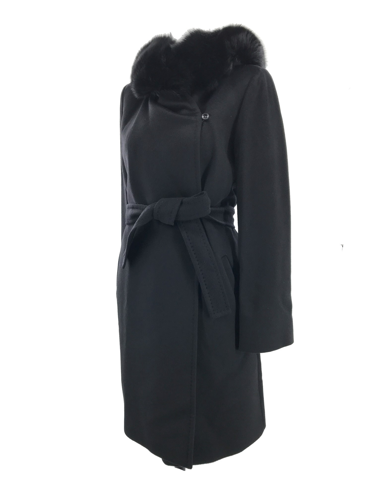 Max Mara Long-sleeved Lace-up Coat In Black