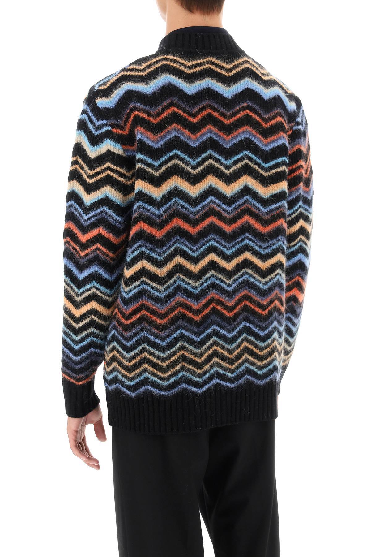 Shop Missoni Zigzag-woven Ribbed Cardigan In Black