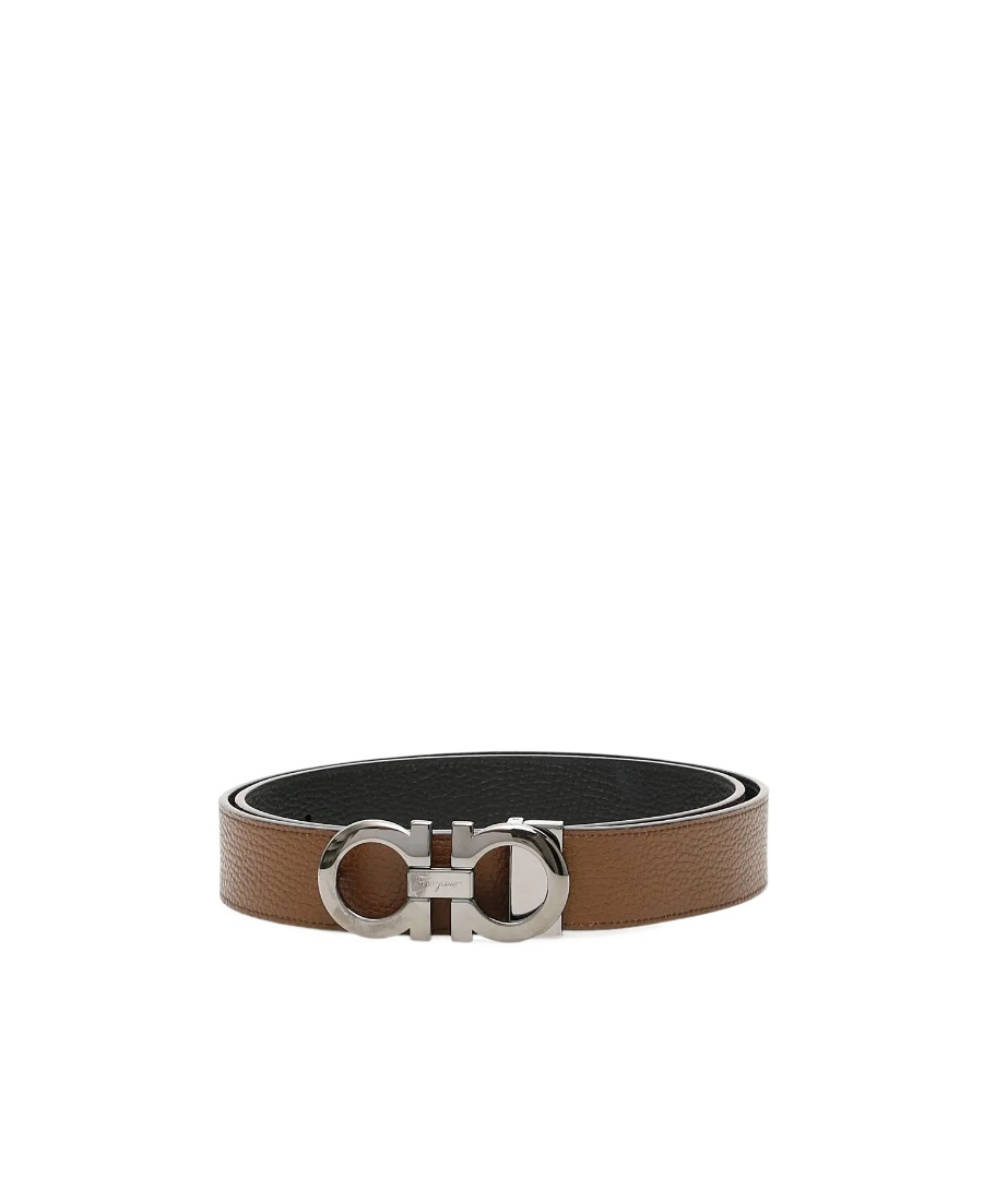 Ferragamo Double-sided Belt In Gray