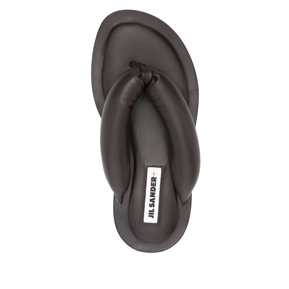 Jil Sander Nappa Flip Flops In Black