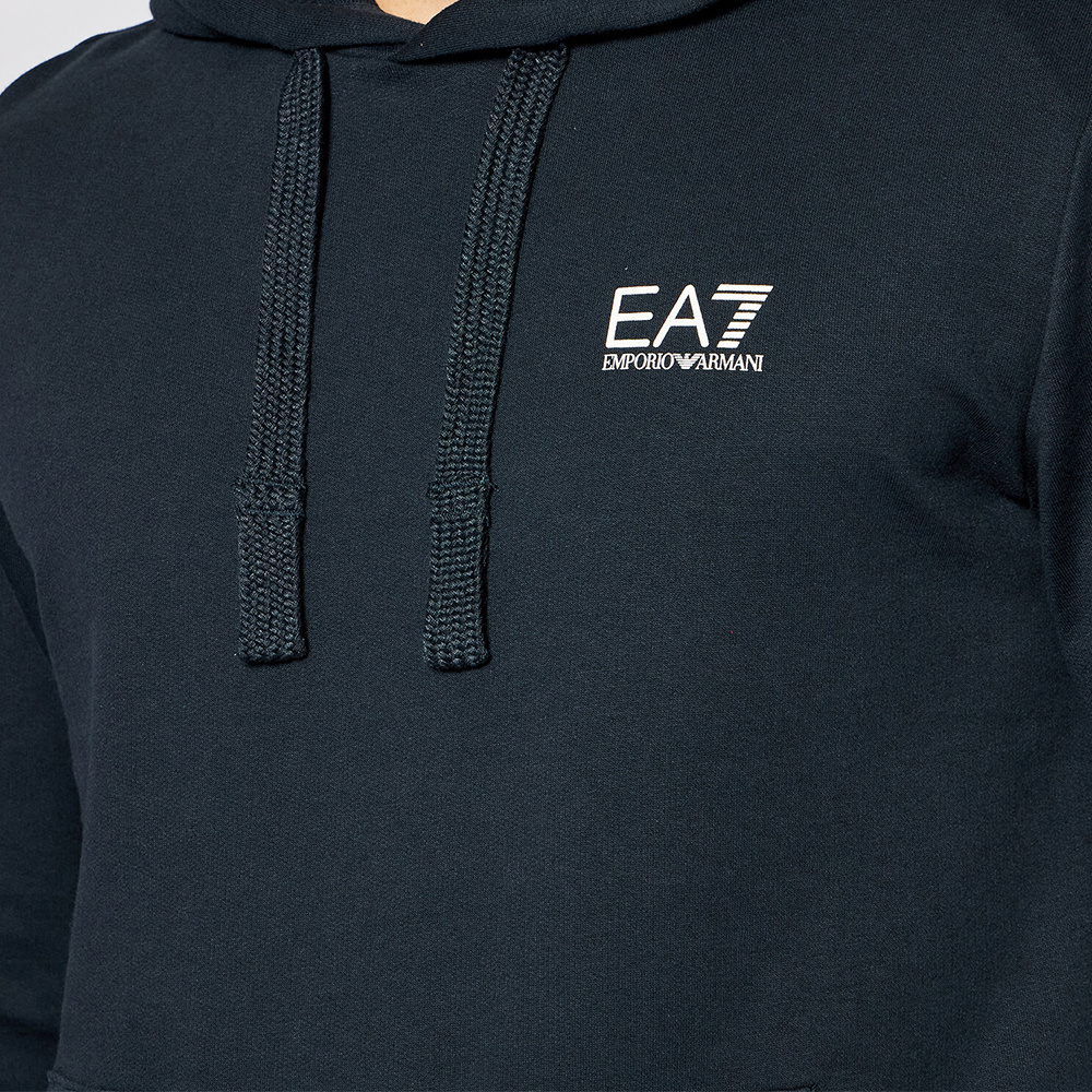 Ea7 Logo Hooded Sweater In Black
