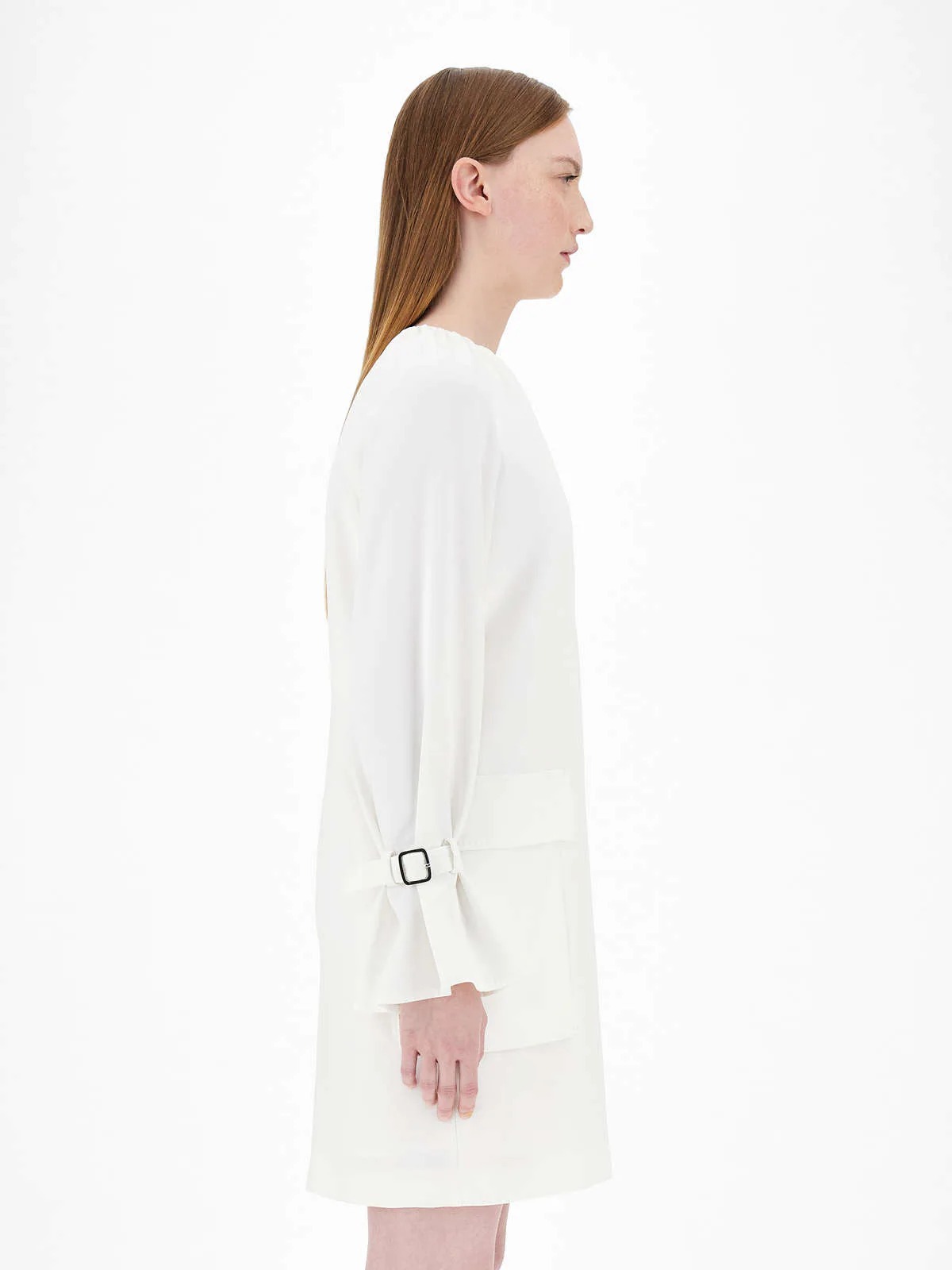 Max Mara Round Collar Design Dress In White