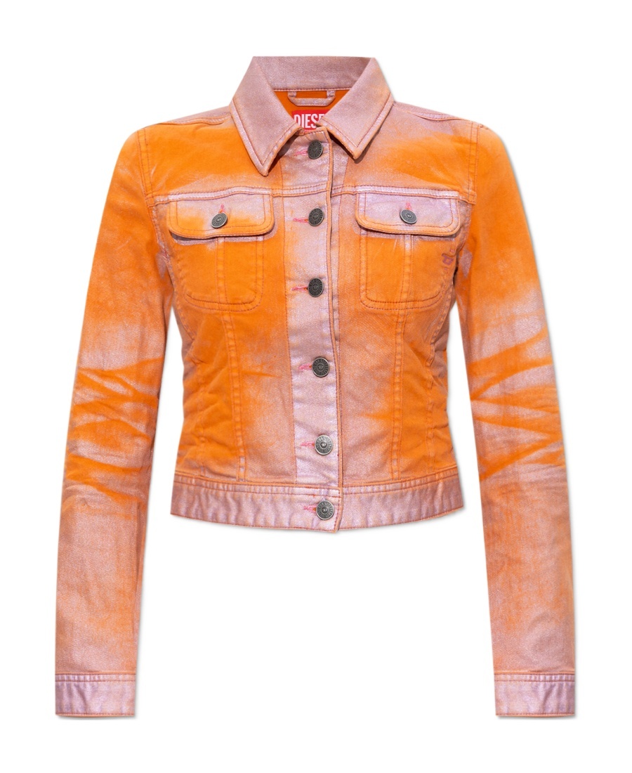 Diesel De-slimmy-s Cropped Denim Jacket In Orange
