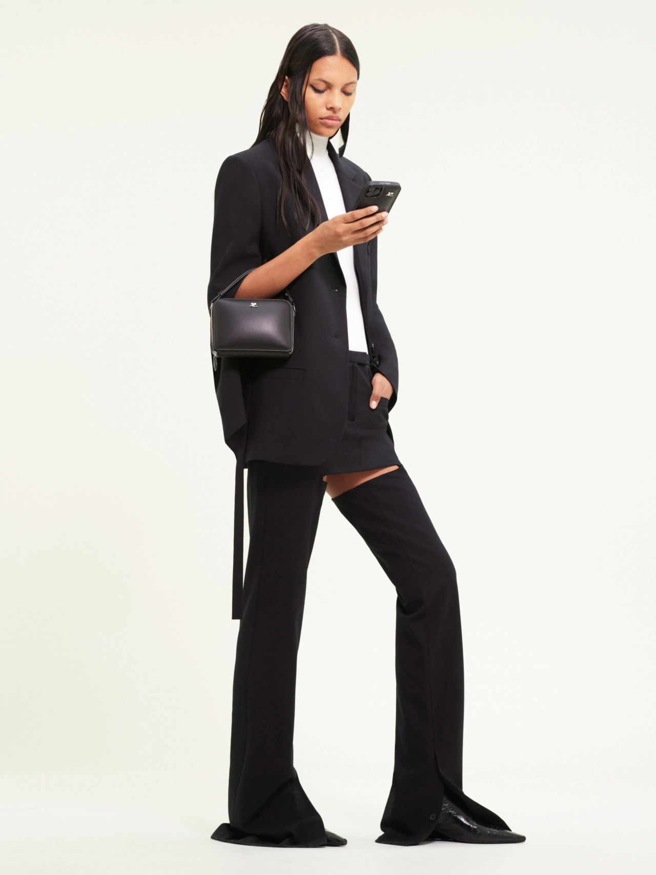 Courrèges Strap Single-breasted Blazer In Black