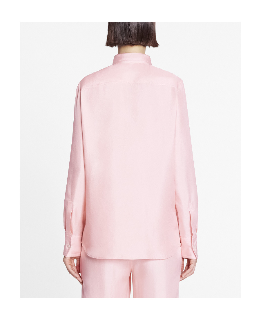 Lanvin Logo Printed Curved Hem Shirt In Nude