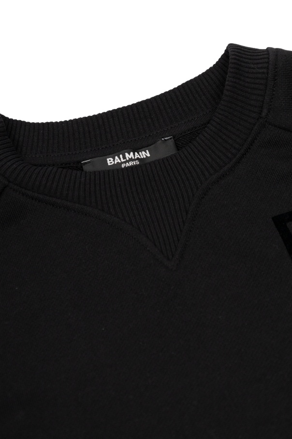 Balmain Logo-print Cotton Sweatshirt In Black