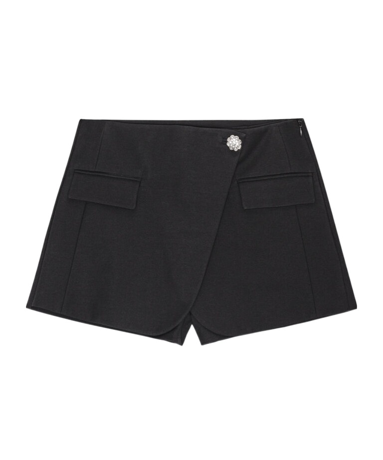 Ganni Draped-panel Shorts In Black