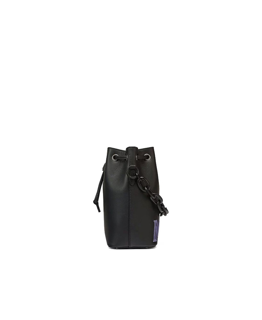 Mcm Mini Logo-print Drawstring Bucket Bag In Black