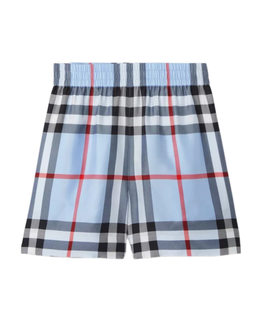 Shop Burberry Check-pattern Silk Shorts In Blue